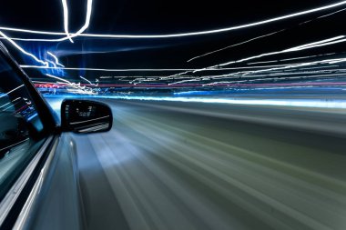 Gece, Hareket Bulanıklığı, Çin, yüksek hızlı araba tarafındaki görüntülemek.