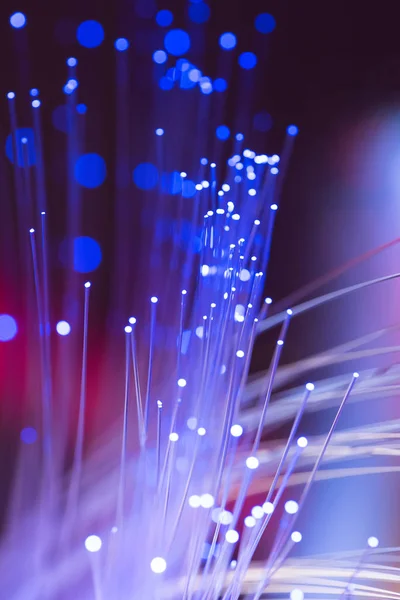 Fiber Optics Achtergrond Met Veel Licht Vlekken — Stockfoto