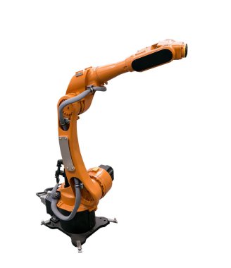 Sanayi için robotik kol beyazda izole