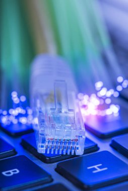 ağ kablosu closeup fiber optik arka plan