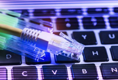 ağ kablosu closeup fiber optik arka plan
