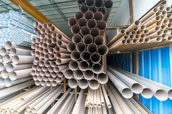 Steel Pipes Industry Construction Stacked Factory Warehouse — Stock Photo, Image