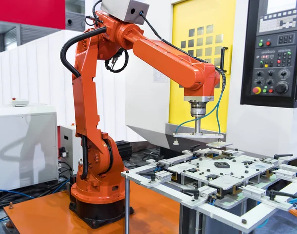 Ρομποτική Μηχανή Εργαλείο Στην Βιομηχανική Παραγωγή Φυτών Smart Εργοστάσιο Βιομηχανία — Φωτογραφία Αρχείου
