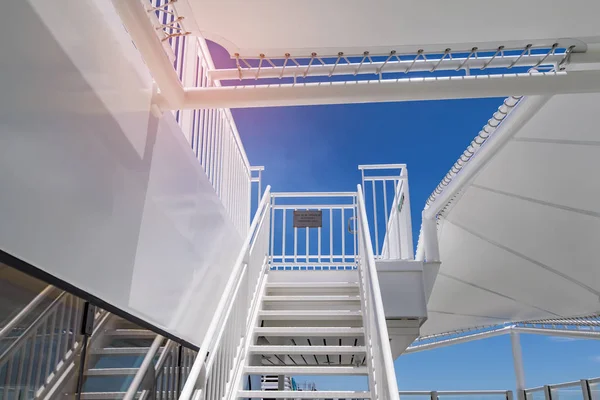 Stairs Sundeck Luxury Yacht Sunny Day — Stock Photo, Image