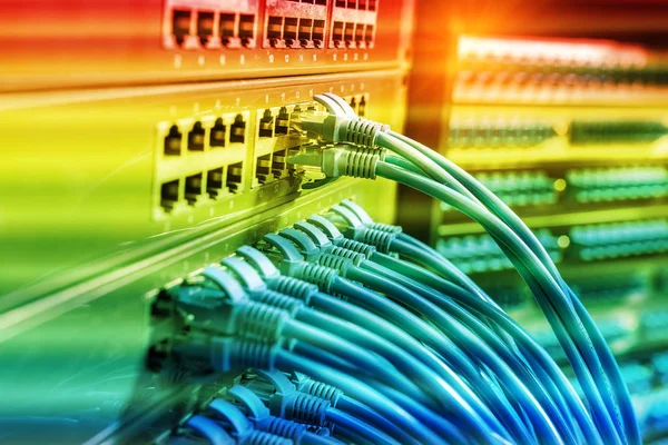 Cavo Ethernet Sfondo Interruttori Rete — Foto Stock