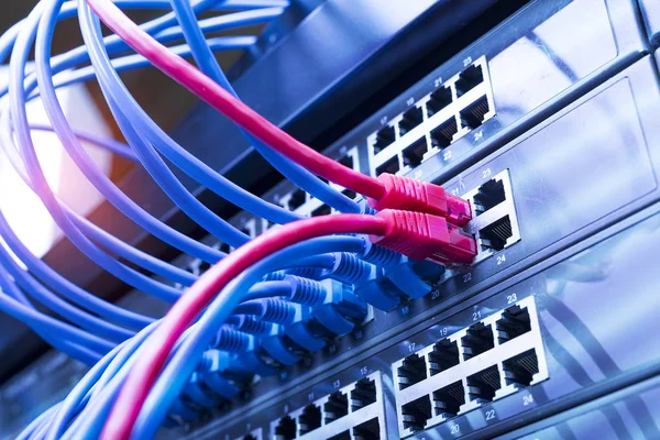 Cable Ethernet Fondo Conmutadores Red — Foto de Stock