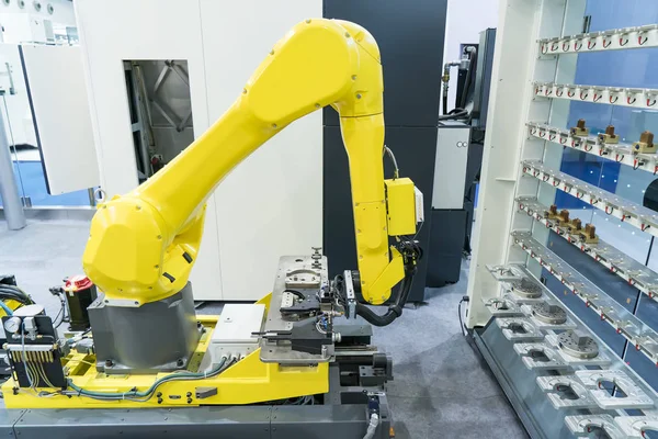 Roboter Und Automatisierungsanwendung Auf Automatisiertem Roboterarm — Stockfoto