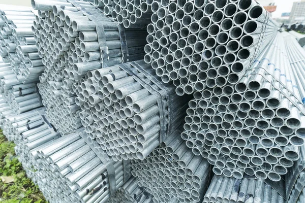 Steel Pipes Industry Construction Stacked Factory Warehouse — Stock Photo, Image