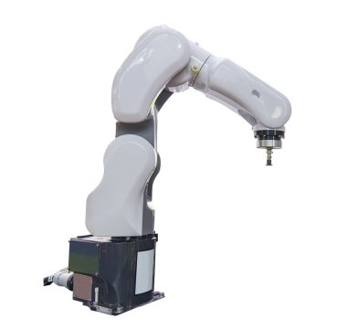 Sanayi için robotik kol beyaz arkaplanda izole