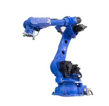 Sanayi için robotik kol beyaz arkaplanda izole