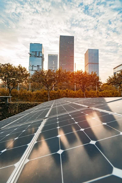Solární Panely Parku Moderního Města — Stock fotografie