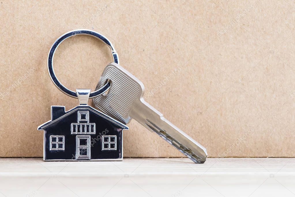 key chain with house symbol and key,Real estate concept