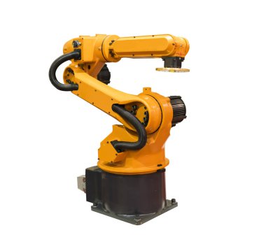 Sanayi için robotik kol beyazda izole