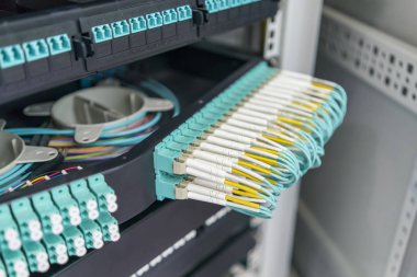 Fiber optik kablo iletişim dağıtım noktasına bağlanıyor