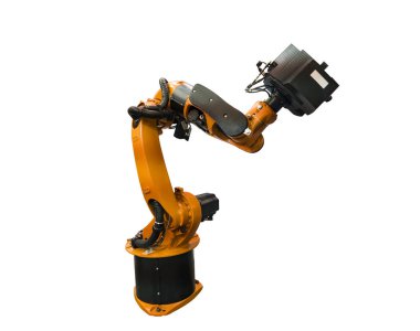 Sanayi için robotik kol beyazda izole