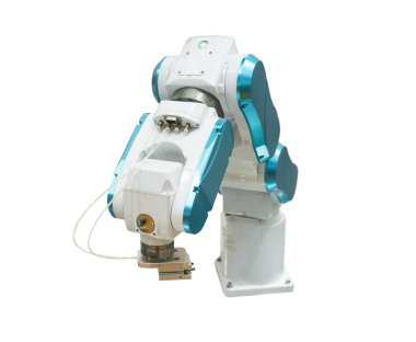 Sanayi için robotik kol beyazda izole