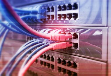 ethernet cable on network switches background clipart