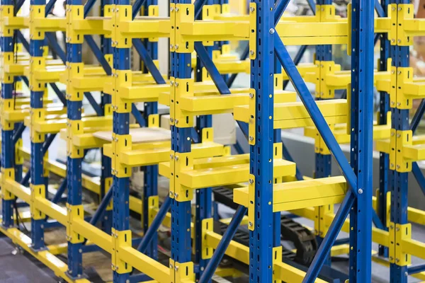 Plastic Boxes Cells Automated Warehouse Metal Construction Warehouse Shelving — Stock Photo, Image