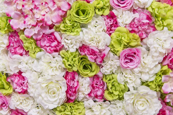 Piękne Wielobarwne Kwiaty Sztuczne Tło Kwiatów Wystrój — Zdjęcie stockowe