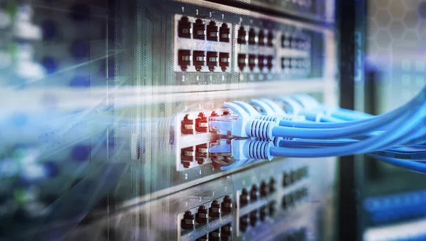 Ethernet Kabel Het Netwerk Schakelt Achtergrond — Stockfoto