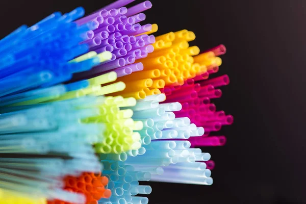 Coloridas Pajitas Plástico Para Beber Cerca Como Fondo —  Fotos de Stock