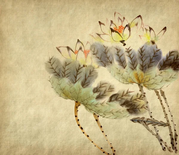 Peinture Chinoise Lotus — Photo