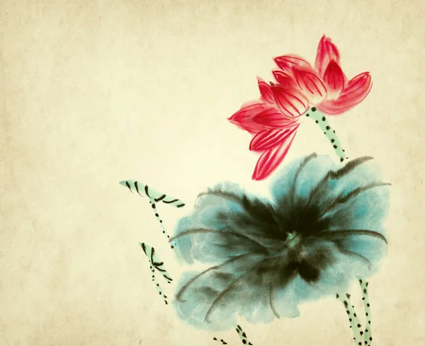 Chinese Painting Lotus — Stock Photo, Image