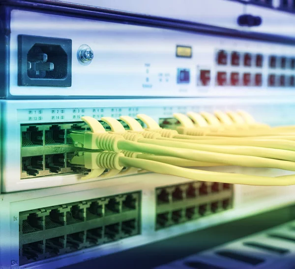 Cabo Ethernet Fundo Switches Rede — Fotografia de Stock