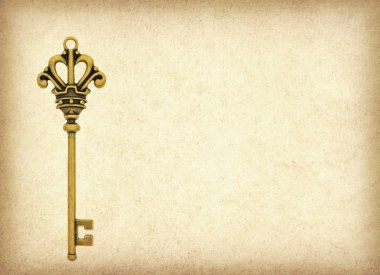 Eski dokulu kağıt üzerinde eski anahtar