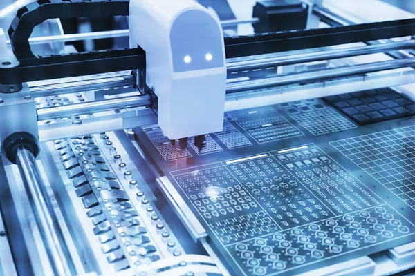 Pcb Processing Cnc Machine Production Electronic Components High Tech Factory — Stock Photo, Image