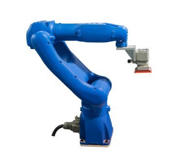 Sanayi için robotik kol beyazda izole