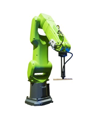 Sanayi için robotik kol beyazda izole