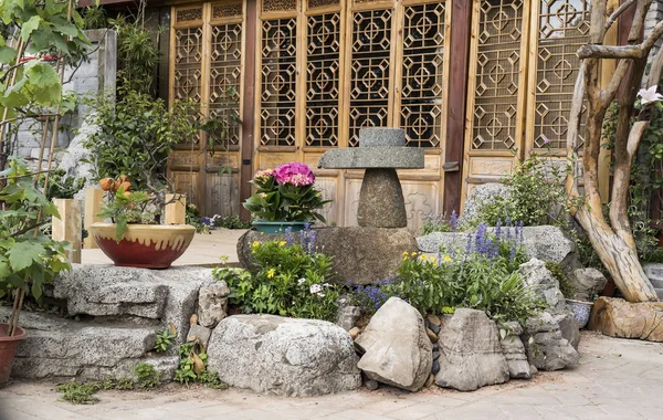 Chinese traditional style stone mill in Chinese old ancient buil