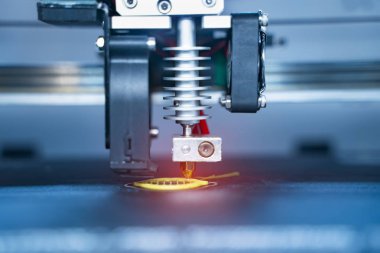 3D printer or additive manufacturing and robotic automation tech clipart