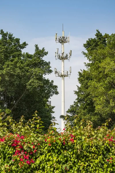 Communication tower for 3G 4G network telephone cellsite with du — Stock Photo, Image