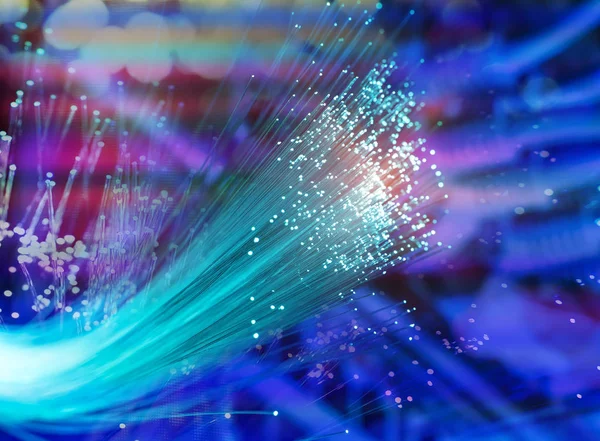 Fiber Optics netwerkkabel verlichting abstracte achtergrond — Stockfoto