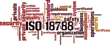 ISO 18788 kelime bulutu kavramı. Vektör çizim