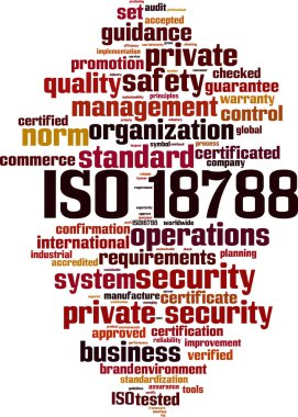 ISO 18788 kelime bulutu kavramı. Vektör çizim