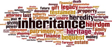 Inheritance word cloud concept. Vector illustration clipart