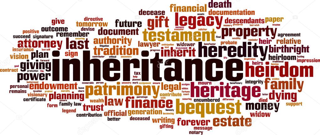 Inheritance word cloud concept. Vector illustration