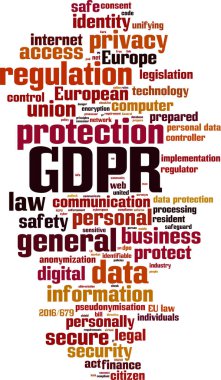 Gdpr kelime bulutu kavramı. Vektör çizim