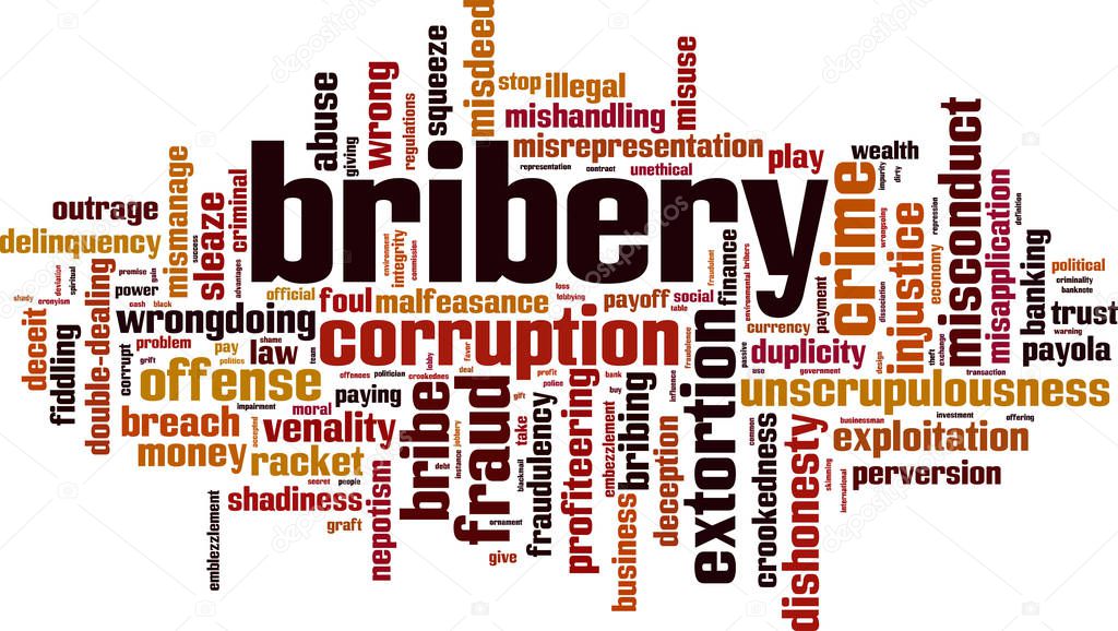 Bribery word cloud concept. Vector illustration