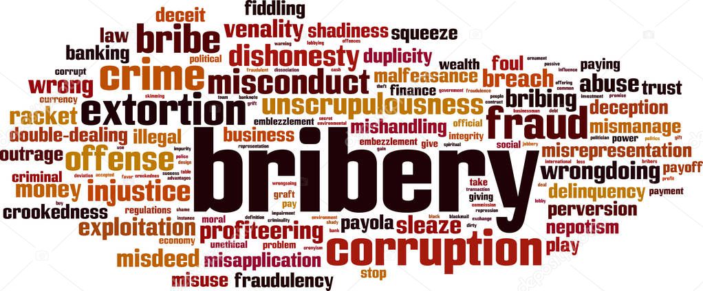 Bribery word cloud concept. Vector illustration