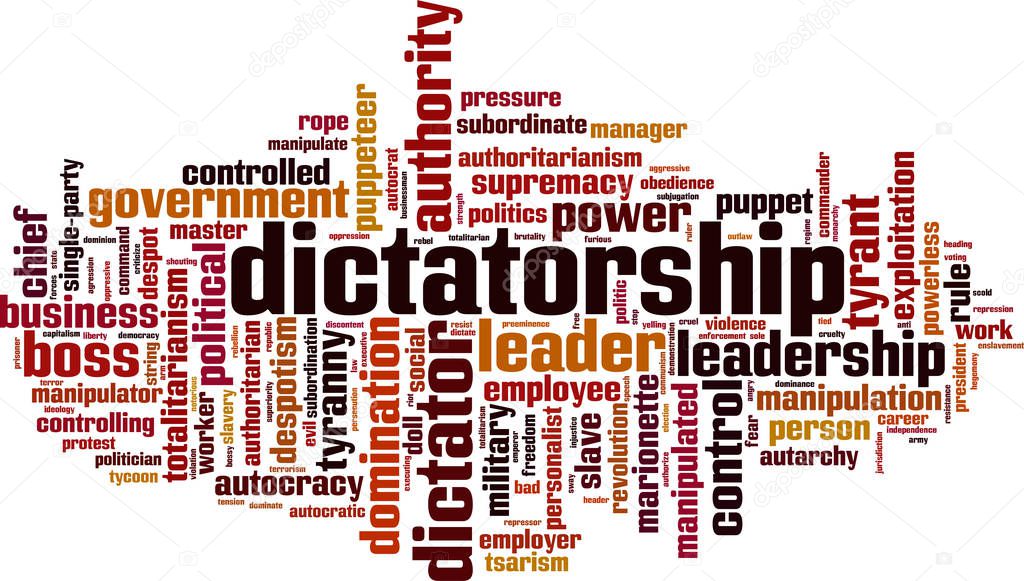 Dictatorship word cloud concept. Vector illustration