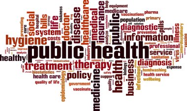 Public health word cloud concept. Vector illustration clipart