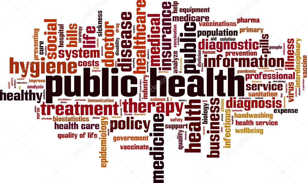 Public health word cloud concept. Vector illustration