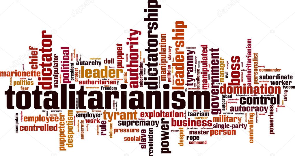 Totalitarianism word cloud concept. Vector illustration