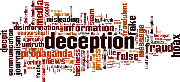 Deception word cloud concept. Vector illustration