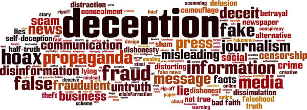 Deception word cloud concept. Vector illustration