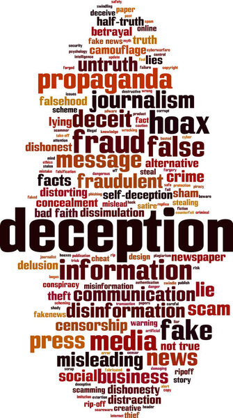 Deception word cloud concept. Vector illustration